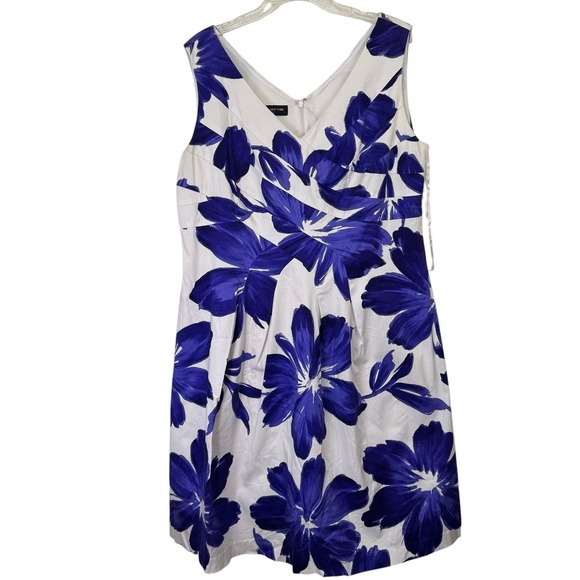 Jones New York Dresses & Skirts - Jones New York Dress Woman Size 18W Sleeveless Floral Purple White Lined Pockets